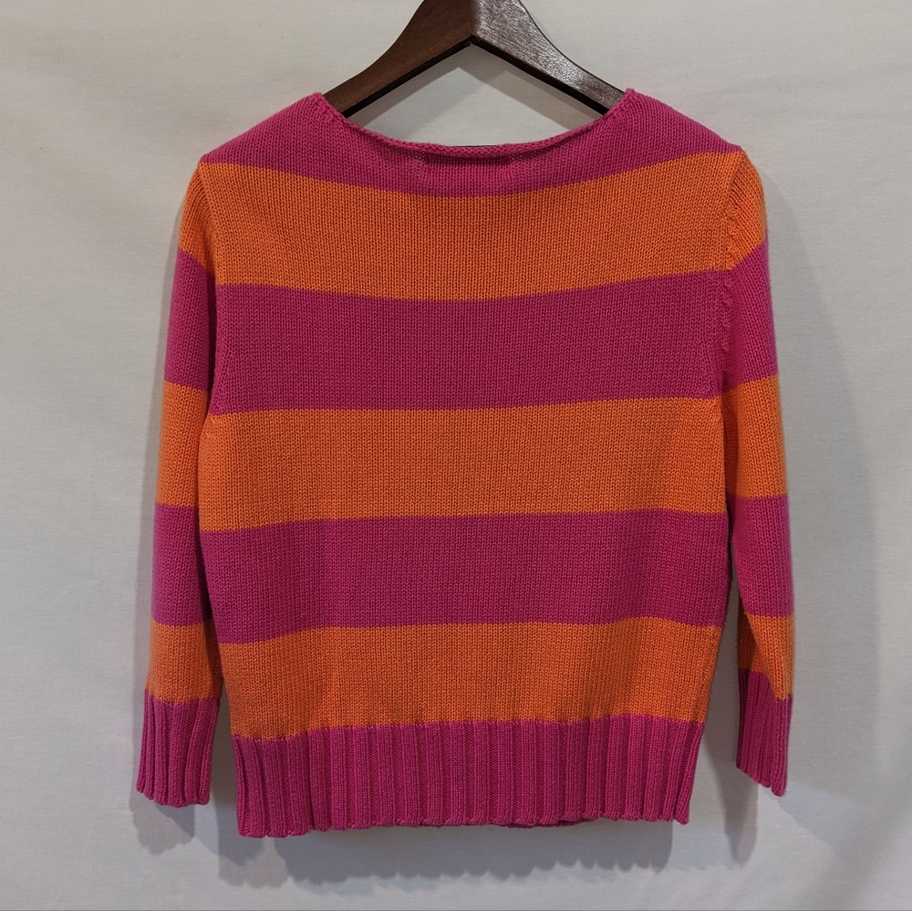 Vintage Casual Corner 100% Cotton Hot Pink and Orange Striped Knit Sweat… - Picture 7 of 9